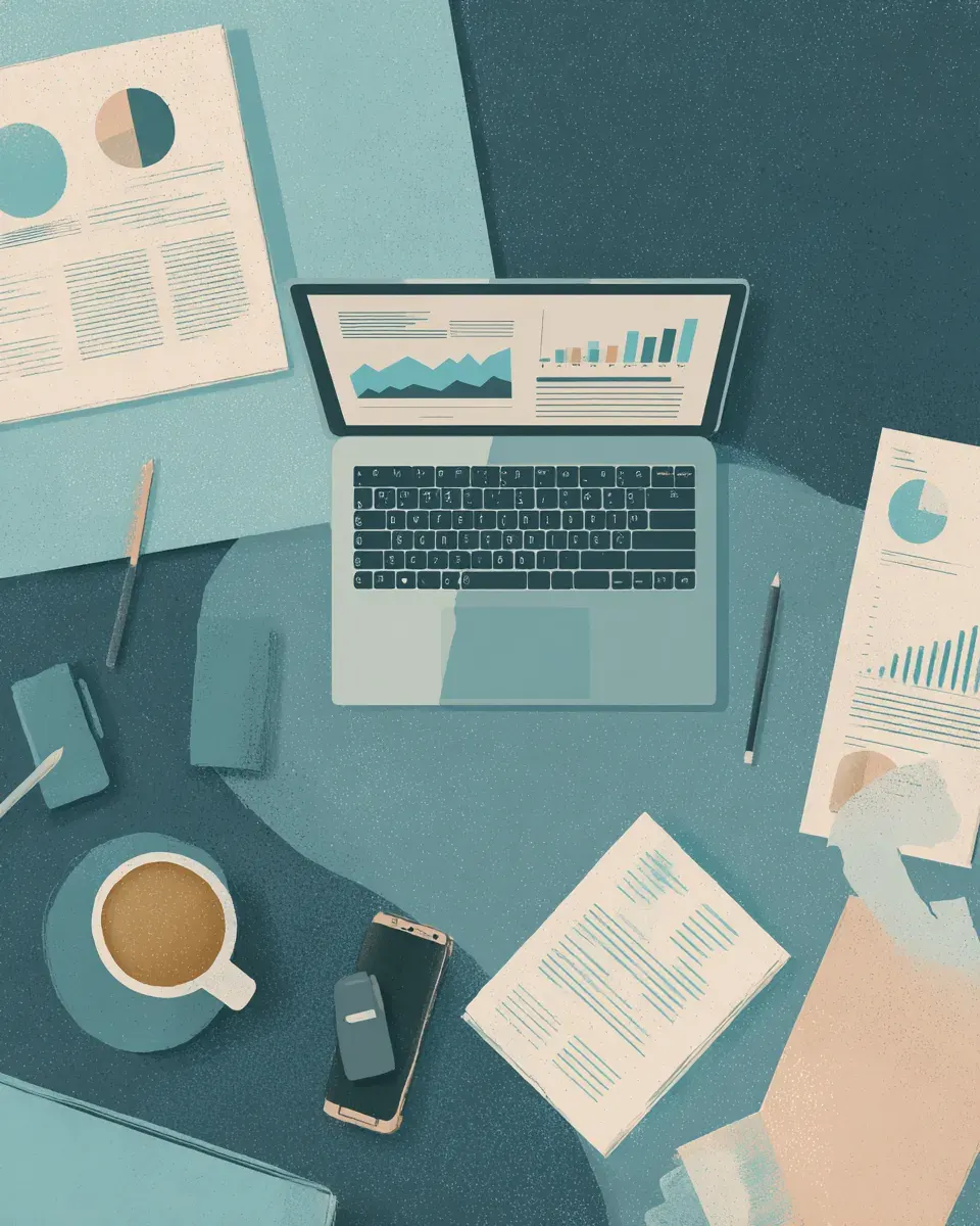 Workspace illustration representing strategic leasing consultancy